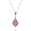 ESTATE 1.75CT DIAMOND & AAA RUBY 14K ROSE GOLD 3D CLASSIC TEAR DROP LOVE PENDANT