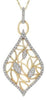.34CT DIAMOND 14KT YELLOW GOLD 3D MULTI LEAF TEAR DROP FILIGREE DROP PENDANT