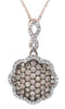 ESTATE .85CT WHITE & MOCHA DIAMOND 14KT ROSE GOLD 3D FLOWER FUN FLOATING PENDANT