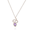 ESTATE .67CT DIAMOND & AAA AMETHYST 18KT ROSE GOLD 3D CLASSIC SNAKE FUN PENDANT