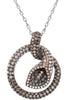 1.37CT WHITE & MOCHA DIAMOND 14KT ROSE GOLD 3D LOVE KNOT CIRCULAR SNAKE PENDANT