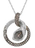 1.38CT WHITE & MOCHA DIAMOND 14KT WHITE GOLD 3D LOVE KNOT CIRCULAR SNAKE PENDANT