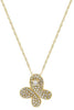 ESTATE .25CT DIAMOND 14KT YELLOW GOLD 3D BUTTERFLY DOUBLE HEART LOVE PENDANT