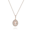 1.0CT DIAMOND & AAA MORGANITE 14K ROSE GOLD ROUND & OVAL FLOWER FLOATING PENDANT