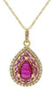 ESTATE .97CT DIAMOND & AAA RUBY 18KT YELLOW GOLD 3D TEAR DROP FUN PENDANT