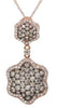 1.99CT WHITE & CHOCLATE FANCY DIAMOND 14KT ROSE GOLD 3D FLOWER FLOATING PENDANT