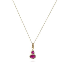 1.02CT DIAMOND & AAA RUBY 14KT YELLOW GOLD ROUND PEAR SHAPE & OVAL FUN PENDANT