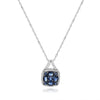 1.06CT DIAMOND & AAA BLUE SAPPHIRE 14KT WHITE GOLD 3D SQUARE FLOATING PENDANT