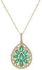1.95CT DIAMOND & AAA EMERALD 14KT YELLOW GOLD MULTI SHAPE TEAR DROP FUN PENDANT