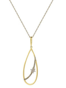 ESTATE .09CT DIAMOND 14KT YELLOW GOLD 3D CLASSIC TEAR DROP FLOWER LOVE PENDANT