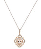 .94CT DIAMOND & AAA MORGANITES 14K ROSE GOLD 4 LEAF CLOVER OPEN FILIGREE PENDANT