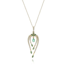 .56CT DIAMOND & AAA EMERALD 14KT YELLOW GOLD MULTI SHAPE TEAR DROP SNAKE PENDANT