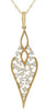 ESTATE .44CT DIAMOND 14KT YELLOW GOLD 3D CLASSIC CLUSTER LEAF LOVE PENDANT