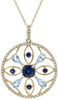 2.40CT DIAMOND, AAA SAPPHIRE & AAA TOPAZ 14K YELLOW GOLD FLOWER CIRCULAR PENDANT