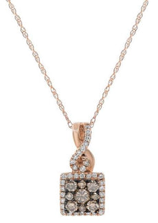 .53CT WHITE & MOCHA DIAMOND 14KT ROSE GOLD CLUSTER SQUARE INFINITY LOVE PENDANT