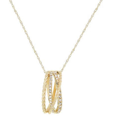ESTATE .14CT DIAMOND 14KT WHITE GOLD 3D CRISS CROSS LOVE KNOT FLOATING PENDANT