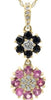 ESTATE .83CT DIAMOND & AAA SAPPHIRE 14KT WHITE GOLD 3D DOUBLE FLOWER FUN PENDANT