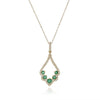 ESTATE .57CT DIAMOND & AAA EMERALD 14K YELLOW GOLD 3D TEAR DROP FLOWER PENDANT