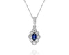 .54CT DIAMOND & AAA SAPPHIRE 14K WHITE GOLD 3D ROUND & MARQUISE FLOWER PENDANT