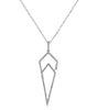ESTATE .29CT ROUND & BAGUETTE DIAMOND 14KT WHITE GOLD 3D TRIANGULAR FUN PENDANT