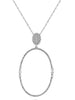 ESTATE .38CT ROUND & BAGUETTE DIAMOND 14KT WHITE GOLD 3D OPEN OVAL LOVE PENDANT