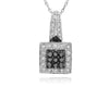 .57CT WHITE & BLACK DIAMOND 14KT WHITE GOLD 3D SQUARE PAVE FLOATING PENDANT