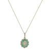 ESTATE .62CT DIAMOND & AAA EMERALD 14KT YELLOW GOLD 3D FLOWER FLOATING PENDANT