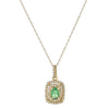ESTATE .60CT ROUND & OVAL DIAMOND & AAA EMERALD 14KT YELLOW GOLD SQUARE PENDANT