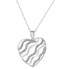 ESTATE .44CT DIAMOND 14KT WHITE GOLD 3D CLASSIC MULTI WAVE HEART LOVE PENDANT