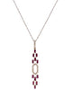 .68CT DIAMOND & AAA RUBY 14KT ROSE GOLD HEXAGON ELONGATED FUN FLOATING PENDANT