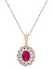 1.70CT DIAMOND & AAA RUBY 14KT ROSE GOLD 3D OVAL & ROUND CLASSIC FLOWER PENDANT