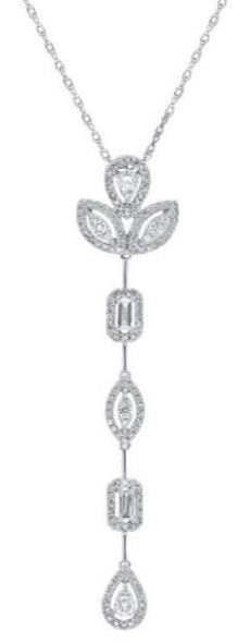 .70CT DIAMOND 14KT WHITE GOLD MULTI SHAPE MULTI LEAF TEAR DROP FLOATING PENDANT
