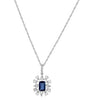 1.18CT ROUND DIAMOND & AAA BAGUETTE SAPPHIRE 14K WHITE GOLD FLOWER FUN PENDANT