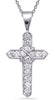 .53CT DIAMOND 14KT WHITE GOLD 3D CLASSIC ROUND CROSS X INFINTY FLOATING PENDANT
