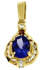 1.69CT DIAMOND & AAA TANZANITE 14KT YELLOW GOLD OVAL TEAR DROP FLOATING PENDANT