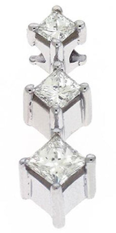 .60CT DIAMOND 14K WHITE GOLD 3D CLASSIC PRINCESS 3 STONE JOURNEY LOVE PENDANT
