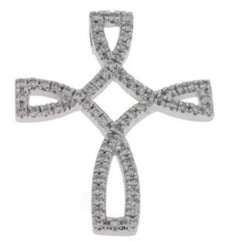 .52CT DIAMOND 14KT WHITE GOLD CLASSIC TRIANGULAR ANGLED CROSS FLOATING PENDANT