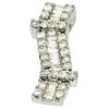 .55CT DIAMOND 14KT WHITE GOLD ROUND & BAGUETTE 3 ROW SWIRL BAR FLOATING PENDANT