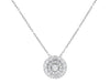 ESTATE .67CT DIAMOND 14KT WHITE GOLD 3D SOLITAIRE DOUBLE HALO FLOWER PENDANT