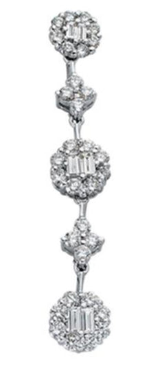 .95CT DIAMOND 14KT WHITE GOLD 3D ROUND & BAGUETTE BY THE YARD FLOATING PENDANT