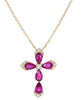 ESTATE 1.32CT DIAMOND & AAA RUBY 14KT YELLOW GOLD 3D CLASSIC FUN CROSS PENDANT