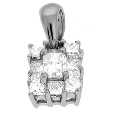 .43CT DIAMOND 14KT WHITE GOLD 3D EMERALD CUT & PRINCESS SQUARE FLOATING PENDANT