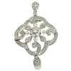 .61CT DIAMOND 14KT WHITE GOLD CLASSIC FILIGREE FLOWER TEAR DROP FLOATING PENDANT