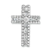 1.06CT DIAMOND 14KT WHITE GOLD 3D CLASSIC ROUND & BAGUETTE CHANNEL CROSS PENDANT