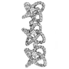 1.74CT DIAMOND 14K WHITE GOLD MULTI FLOWER LOVE KNOT PAST PRESENT FUTURE PENDANT
