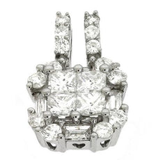 .72CT DIAMOND 14KT WHITE GOLD ROUND PRINCESS & BAGUETTE SQUARE FLOATING PENDANT