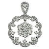 1.40CT DIAMOND 14KT WHITE GOLD 3D CLASSIC CLUSTER OPEN FLOWER FLOATING PENDANT