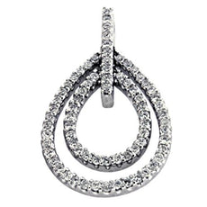 .67CT DIAMOND 14KT WHITE GOLD 3D CLASSIC DOUBLE OPEN TEAR DROP FLOATING PENDANT