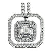 .59CT DIAMOND 14KT WHITE GOLD 3D CLASSIC CLUSTER DOUBLE OCTAGON FLOATING PENDANT