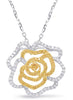 .49CT WHITE & FANCY YELLOW DIAMOND 14KT WHITE GOLD 3D FLOWER FLOATING PENDANT